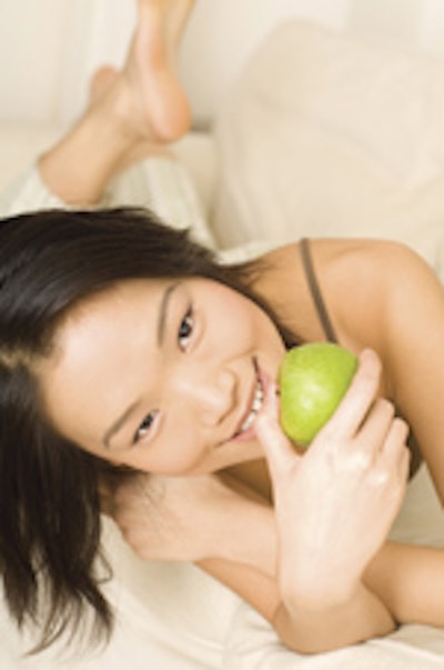 Woman Apple Eat Is