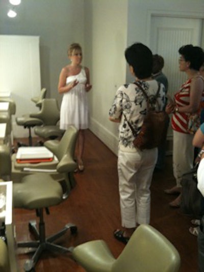 Anna White, manager of InSpa Santana Row shows the spa pedicure area.