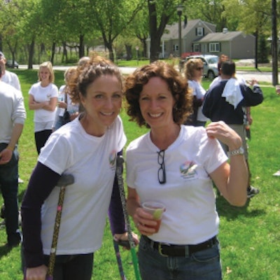 Vicky (right) and Tracie, a sarcoma patient who lost her foot to the disease, at the 6th Annual Walk for Faye’s Light. Tracie covered the 3-mile distance in her wheelchair.