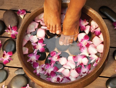 exotic foot bath and massage stones