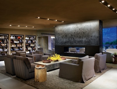 Lounge and fireplace at Miraval