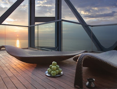 Six Senses Spa deck and sunset