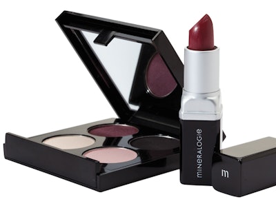 Mineralogie Quad Pressed Eye Shadow Compact and Lipstick