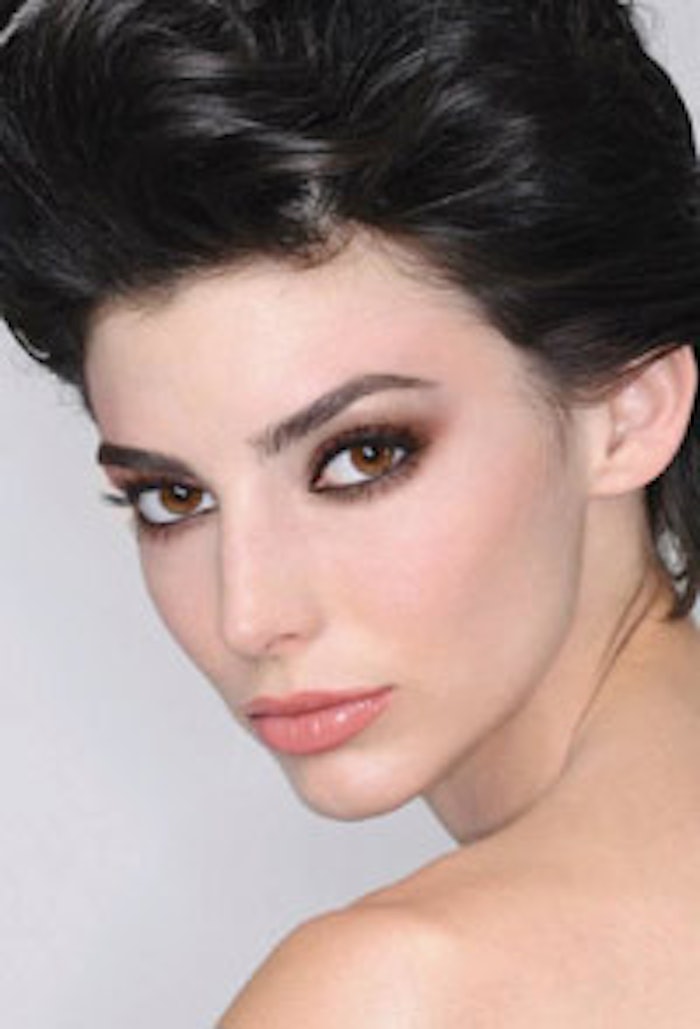 The rich Carafe can be used as an alternative to black around the eyes for an organic, back-to-nature look. Makeup, Donna Mee/DonnaMeeInc.com; photographer, Gary Lyons; model, Rachele Schank/Women Model Management