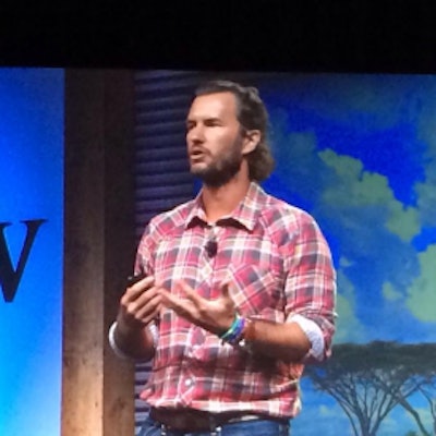 Blake Mycoskie, founder of TOMS shoes, addresses the crowd at the 2013 ISPA Conference & Expo.