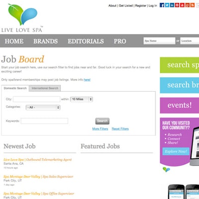 Live Love Spa Announces New Online Job Board and Community