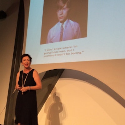 Wurwand beneath an image of one of her teenage idols, David Bowie.