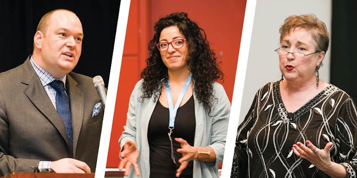 Face & Body speakers (from left): Michael Pugliese, Denmo Ibrahim and Rebecca Gadberry