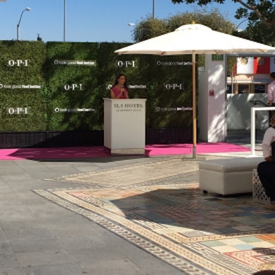 Samantha Harris addresses the crowd.