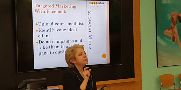 Dori Soukup, president and CEO of InSPAration Management, speaks at a recent Repêchage Power Lunch.