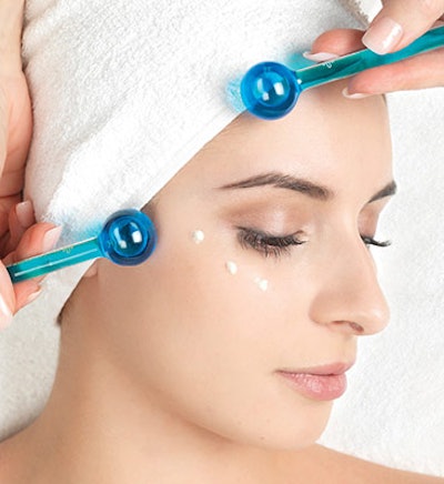 A variety of handheld instruments made from glass, ceramic or metal filled with cryogenic liquid material provide cooling, vaso-constricting activity. They can be used frequently, specifically at the end of the esthetic service. Below is a list of such devices, in no particular order.