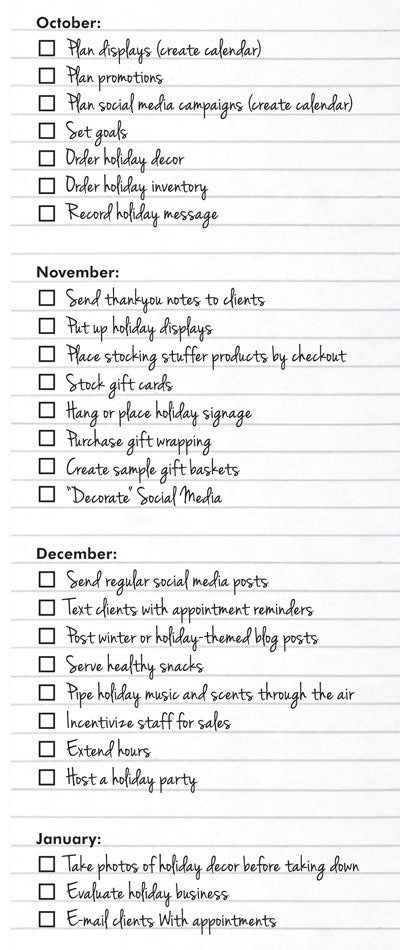 Once November rolls around, the holiday season starts to unfold. Get into the spirit by mailing Thanksgiving cards to your clients to tell them how much you appreciate their business. Thank them for being loyal customers with a coupon for a discount off services or a free gift.
