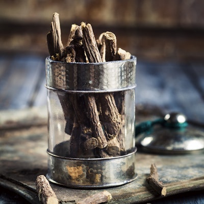 Glass of liquorice roots