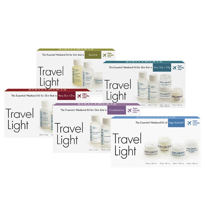 Travel Light Kits Bioelements 800-433-6650 www.bioelements.com/pros Travel Light Kits are comprised of travel sizes of Bioelements favorites, including Very Oily + Oily, Very Dry + Dry, Combination, Sensitive and Age Activists.
