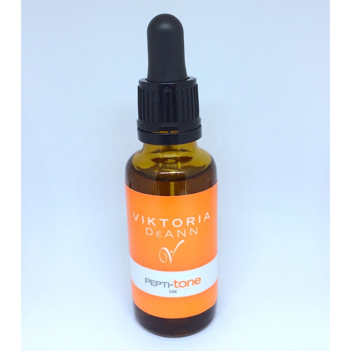 Pepti-Lift, Pepti-Tone and Pepti Pro-Col Viktoria DeAnn/MedSpa Distributors (Booth 205) 888-385-9058 www.medspadistributors.com Pepti-Lift is a face-lifting serum formulated with peptides to restore youthful skin tension. Pepti-Tone contains L-Amino Acid Complex to treat lost elasticity, wrinkles, loose skin and sagging. Pepti Pro-Col helps promote the repair, replacement and restructuring of collagen, and can be used in combination with Pepti-Lift.