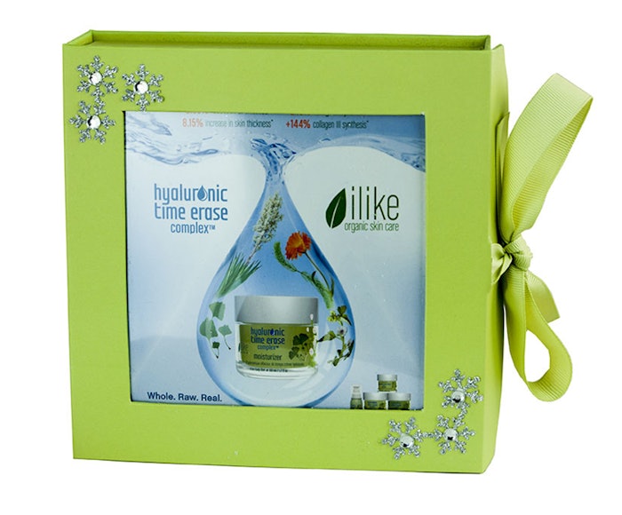 Hyaluronic Time Erase Complex Gift Set Ilike Organic Skin Care 888-290-6238 www.szepelet.com Hyaluronic Time Erase Gift Set includes Hyaluronic Time Erase Complex Gel Mask (17.5 mL), Serum (4 g), Moisturizer (17.5 mL) and Eye Cream (10 mL).