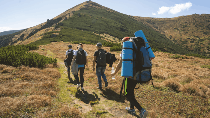 a group of people on a hike