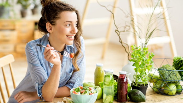 Woman eating healthy food