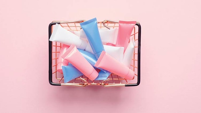 Basket full of skin care products