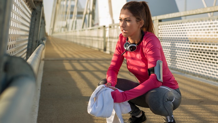 Woman running outside