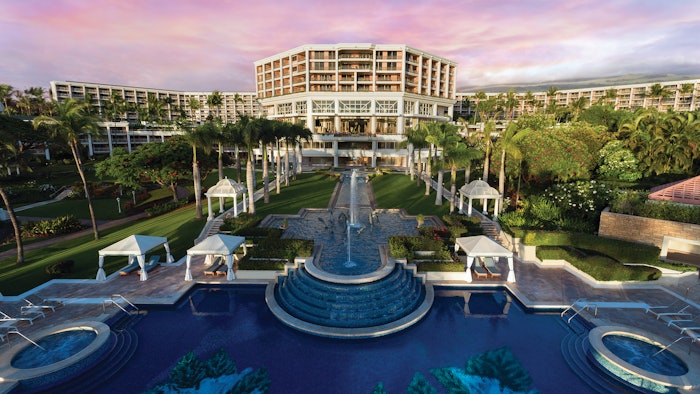 Grand Waila Hibiscus Pool in the Evening