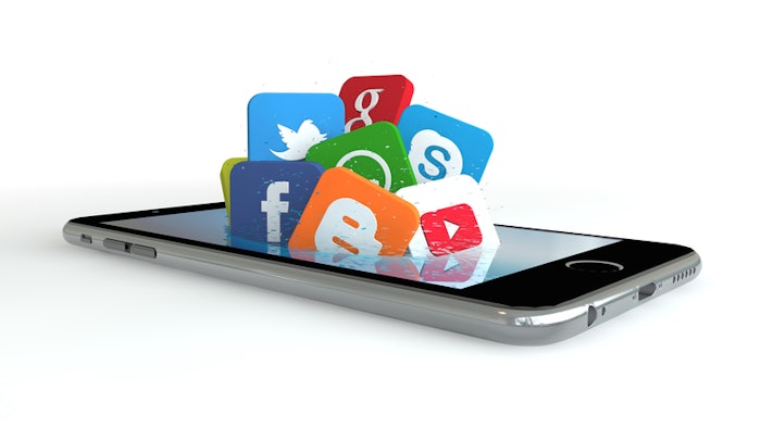 phone with social media icons