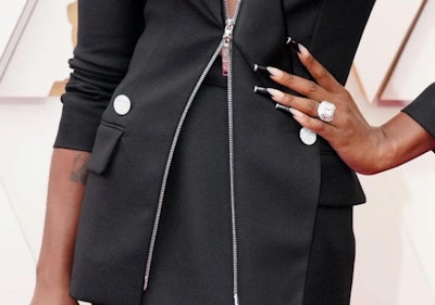 Cynthia Erivo's extra long black French manicure by Chyna Noel