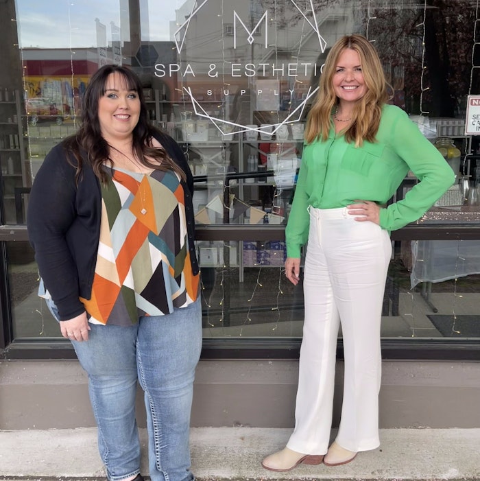 Left to Right: Melissa Isaacson, owner of M. Spa & Esthetics Supply, and Joan Sutton, CEO and founding partner of 707 Flora