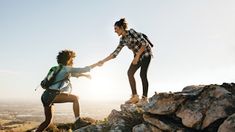Two women hiking