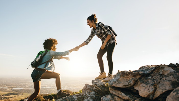 Two women hiking