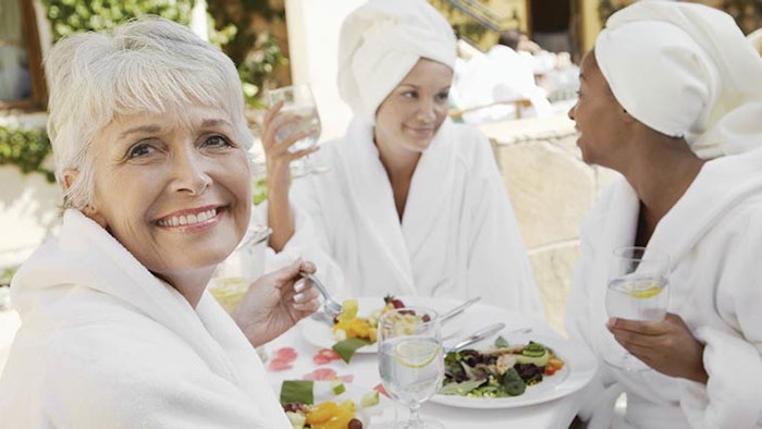 women enjoying snacks at spa