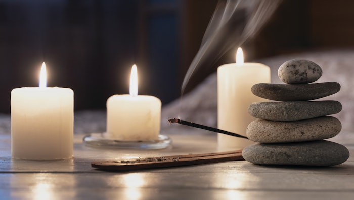 hot stones candles incense