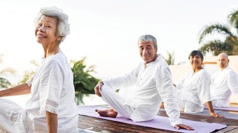 older generation practicing self-care, yoga