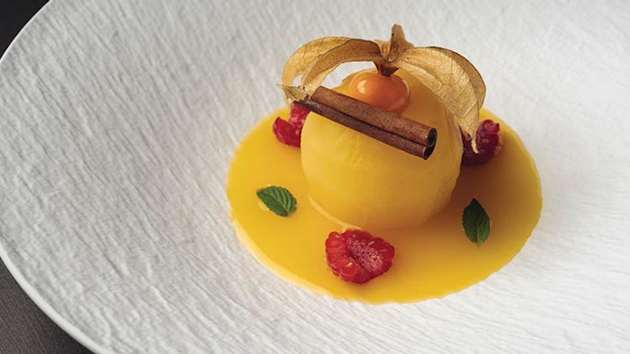 The Orange and Cinnamon Poached Apple is part of Chenot Palace Weggis' Advanced Detox Program.