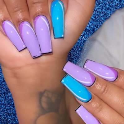 @parisnailtech's blue and purple pop art nails