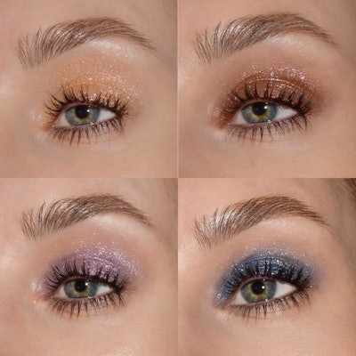 Bodyography Chroma Lux pigments, shown on a model