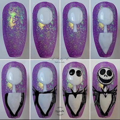 Jack Skellington nail art step-by-step tutorial