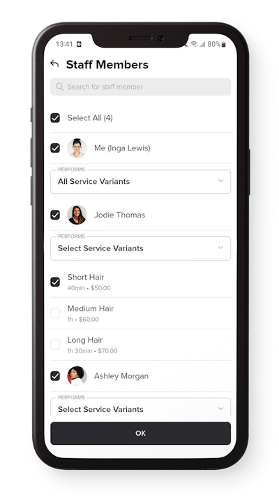 Booksy Service Variants landing page
