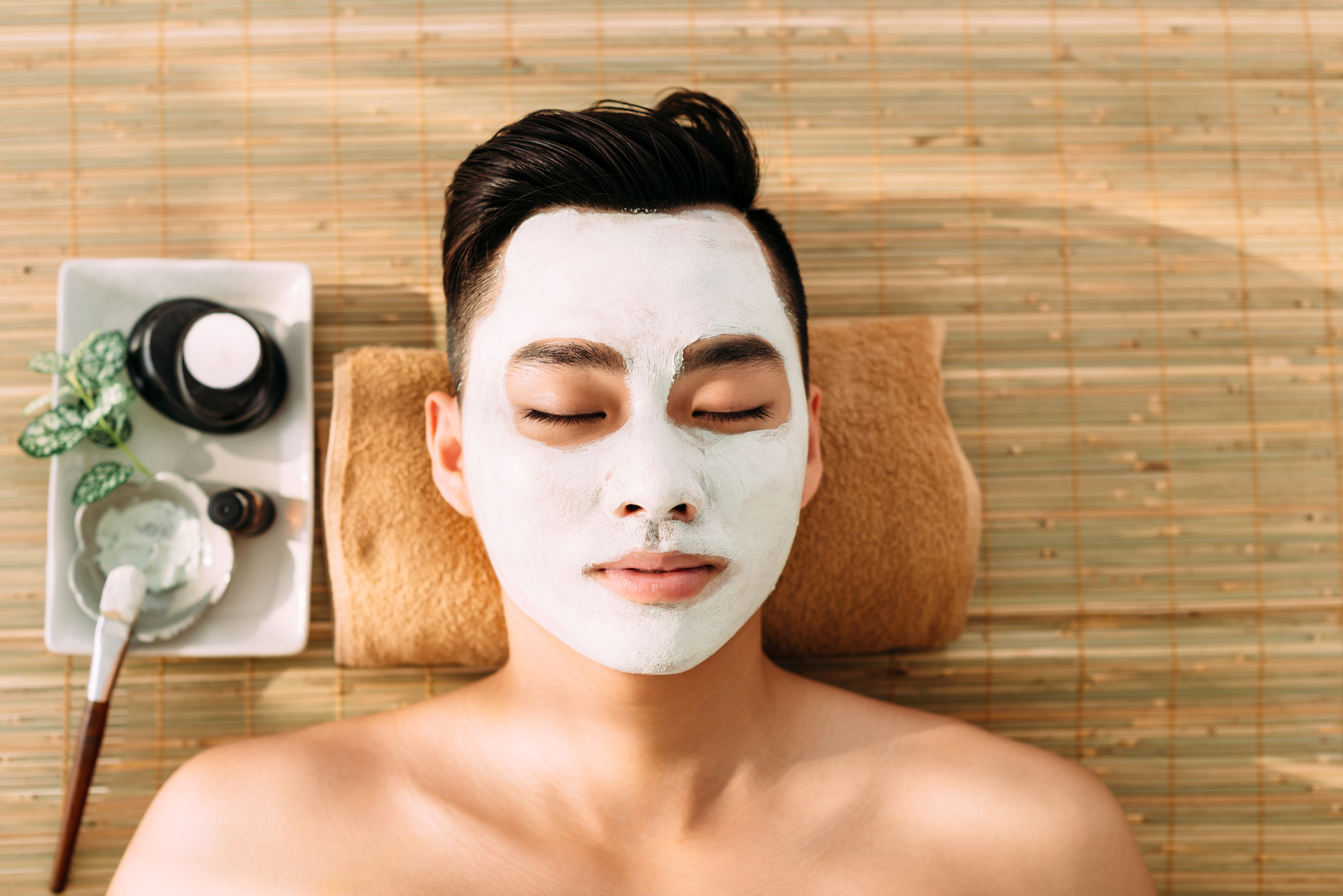 Man getting facial at the spa