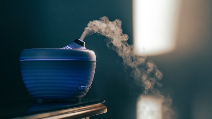 blue diffuser with essential oil aromatherapy