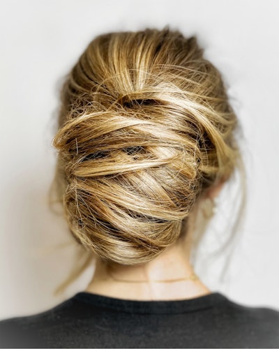 Hairstylist Lindsey Olson (@lindsey.marie.olson) shares her process for prepping longer hair for a modern French twist.