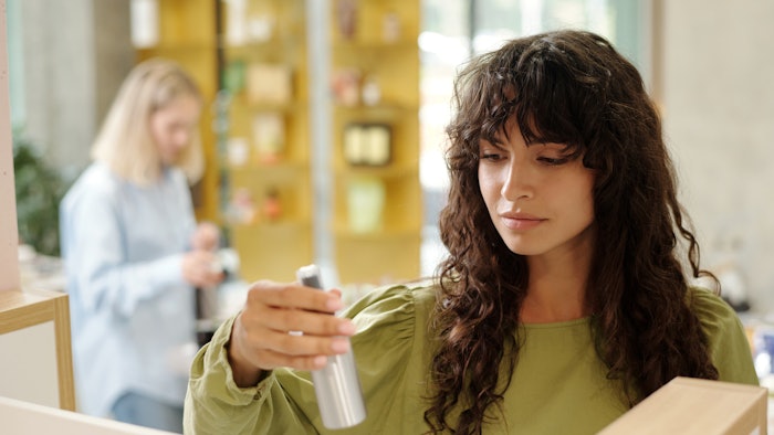 Woman shopping for skin care