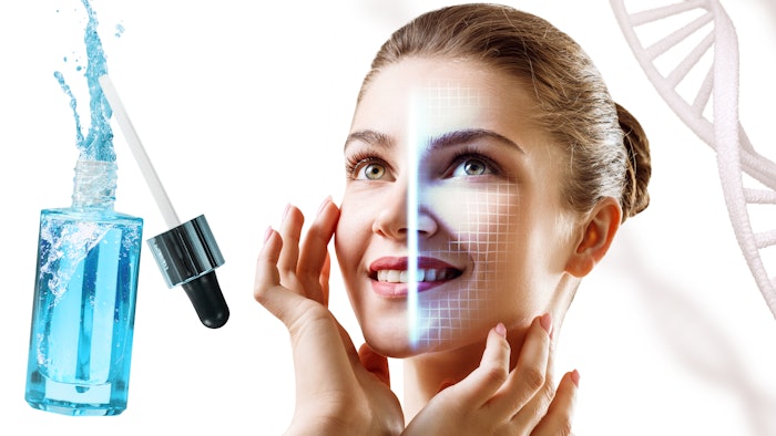 woman getting digital skin analysis for skin care routine