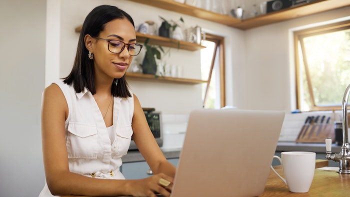 Woman using her laptop