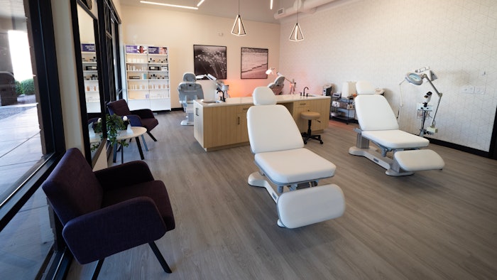 The Massage Envy concept store features an open-concept skin care suite, recovery zone and enhanced service rooms.