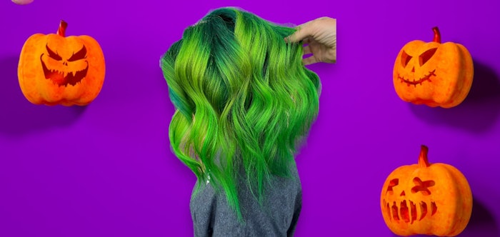 Prep for Halloween for a tutorial to bring this ghoulish green hair color to life from PRAVANA Digital Team Lead and Trainer Becky Betts (@The_Blonding_Rebel).