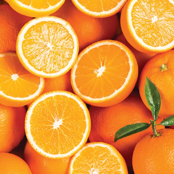 The volume of orange oil, terpenes, and d-limonene produced is directly related to the quantity of oranges processed for orange juice.