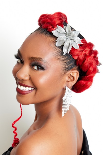 Front view of butterfly halo braids