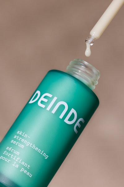 Deinde's range comprises a Skin-Strengthening Serum ($88), Moisture Locking Face Stick ($36) and Purifying Whipped Cleanser ($32).