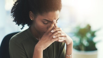 Burnout, stress and business woman in office with problem, Headache, anxiety, stress